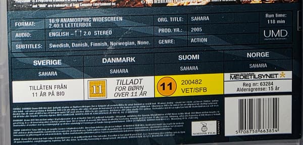 SAHARA PSP UMD VIDEO – WELL-MAINTAINED DISC -5