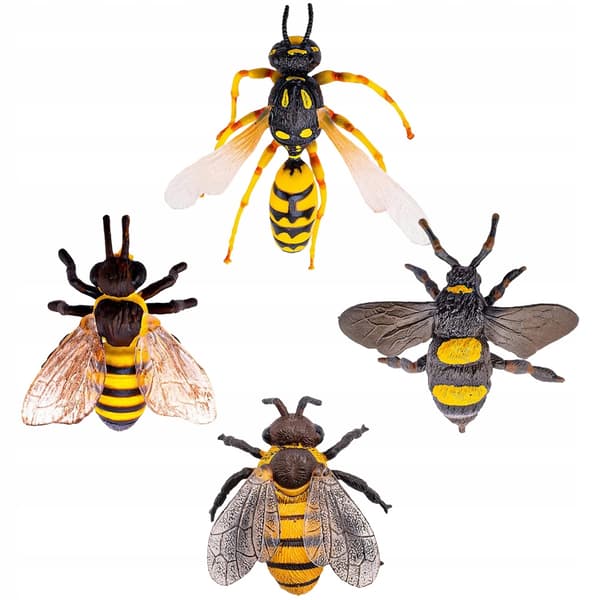 4 PLASTIC BEE FIGURINES – NATURAL BEAUTY AND LEARNING