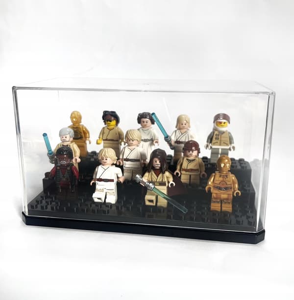 Black acrylic display case for LEGO minifigures
