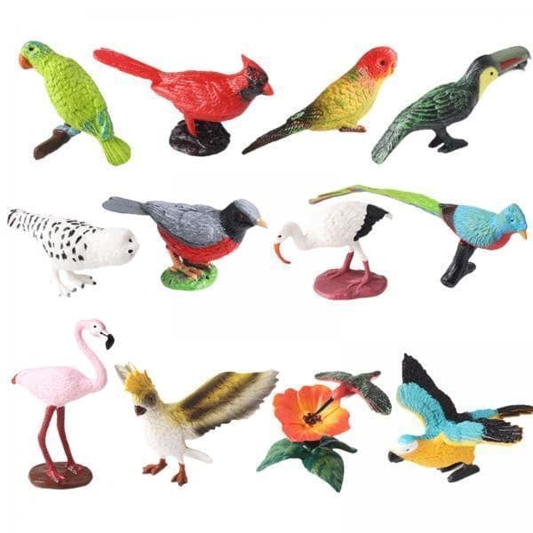 Miniature bird figurines Set Realistic animal model Multicoloured plastic