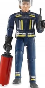 FIREMAN FIGURINE WITH ACCESSORIES, MOVABLE LIMBS AND FIRE EXTINGUISHER