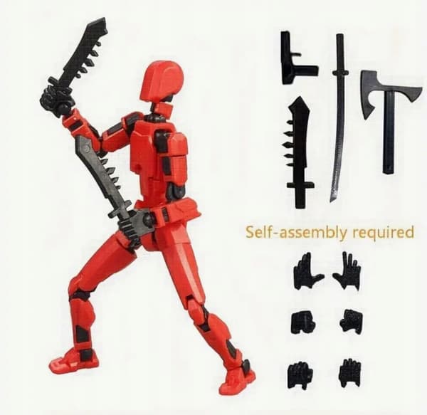 3D Foldable Robot Figurine – Red Gift Toy – Stickman