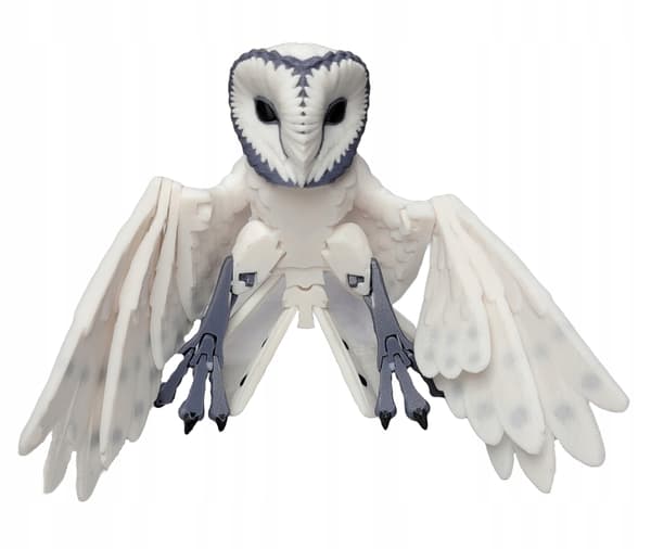 Movable Barn Owl Figurine, Articulated, 3D-Printed, Colourful, White Model