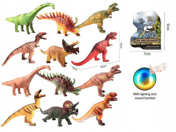 SOUNDING DINOSAUR 26X16X10CM 12-PIECE SET 0756
