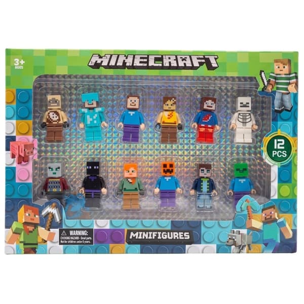 Minecraft Classic Figures – Set of 12 + Accessories – Pixel Kraft Figures