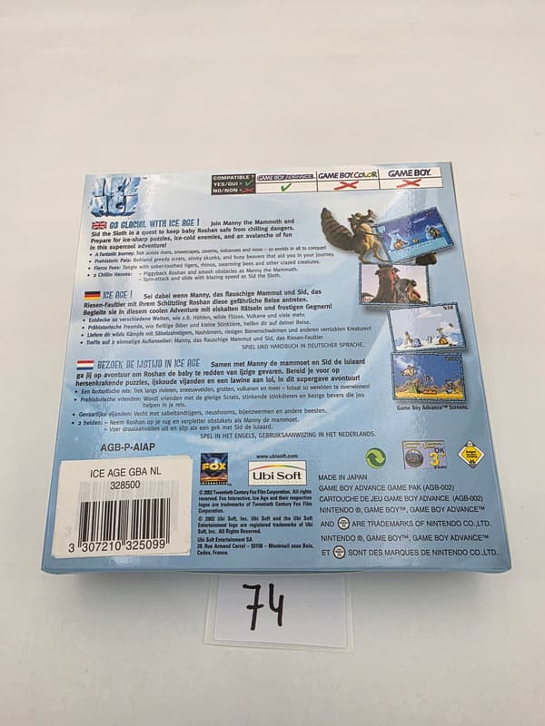 GAME BOY ADVANCE ICE AGE ORIGINAL CARTON BOX
