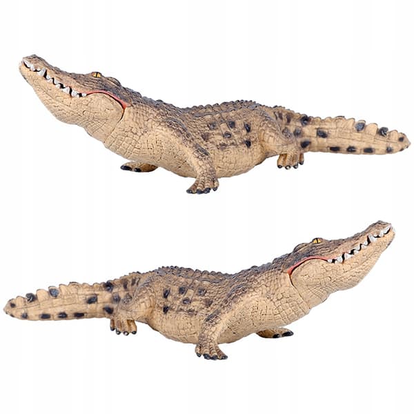 2 PLASTIC CROCODILE FIGURINES, DECORATIVE MODEL