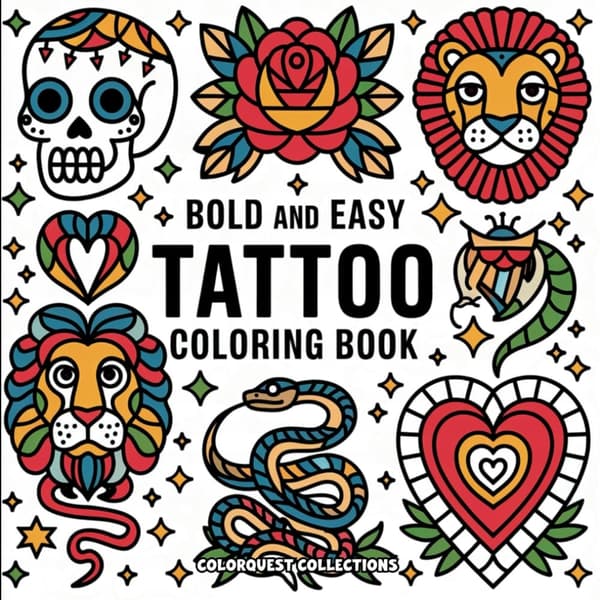Collections, ColorQuest Bold and Easy Tattoo Colouring Book: Creative and Ar