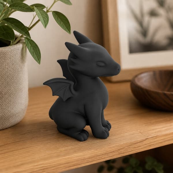 DECORATIVE FIGURINE: SMALL SITTING DRAGON FOR A SHELF – MANY COLOURS AVAILABLE