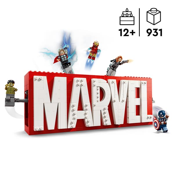 LEGO Marvel 76313 MARVEL Logo and minifigures