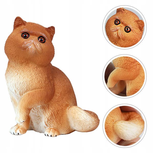 YELLOW PLASTIC CAT FIGURINE – HOME DECORATION