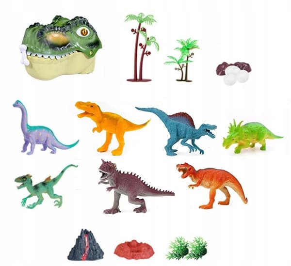 DINOSAURS – LARGE SET: T-REX DINOSAUR FIGURES – Dino Park – SUITCASE