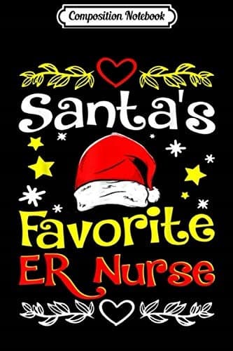Composition Notebook: Santa’s Favourite A&E Nurse Christmas Santa Hat Light J