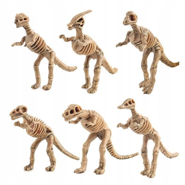 Set of 12 plastic dinosaur skeletons