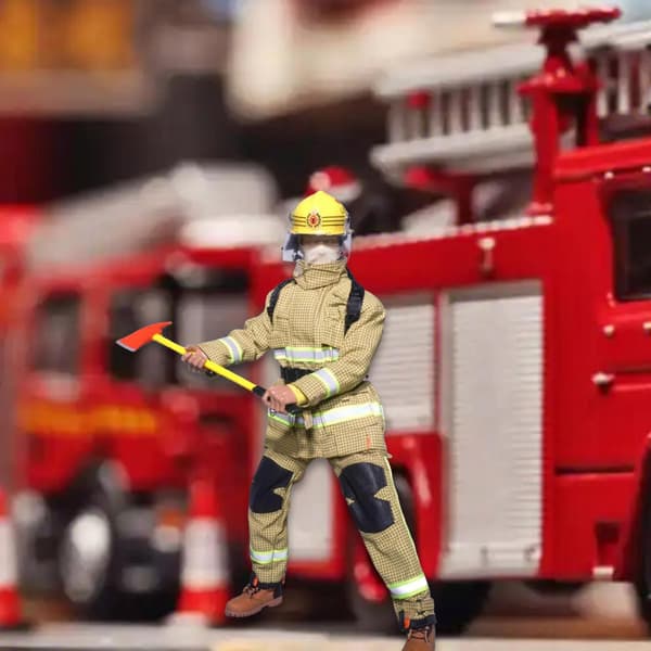 1/6 Action Doll Firefighter Outfit – Handmade Formal Fireman’s Uniform, Light Yellow