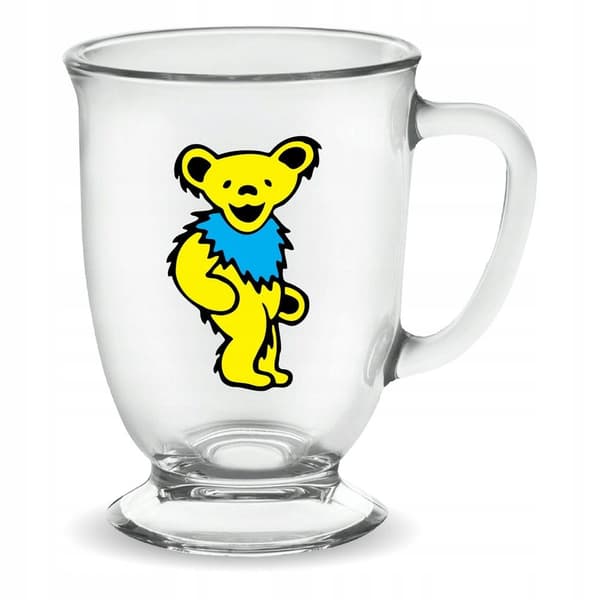 GRATEFUL DEAD: GRATEFUL DEAD YELLOW DANCING BEAR 16OZ GLASS CAFE MUG