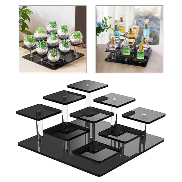 Acrylic display stand – Organiser shelf for perfume figurines – Black