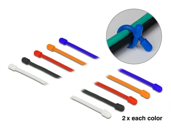 Elastic cable tie, 250 x 4 mm, white, 10 pcs. Delock 18972
