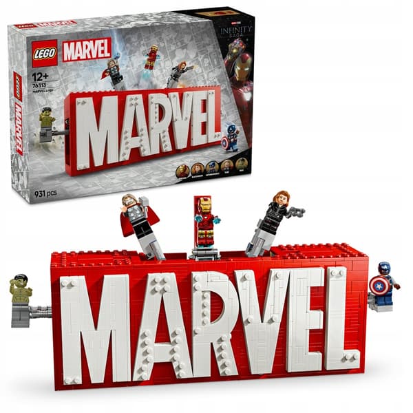 LEGO Marvel 76313 MARVEL Logo and minifigures