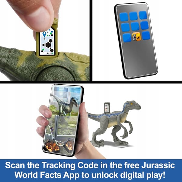 DINOSAUR FIGURINE WITH ATTACK FEATURES AND TRACKING EQUIPMENT FOR PLAY