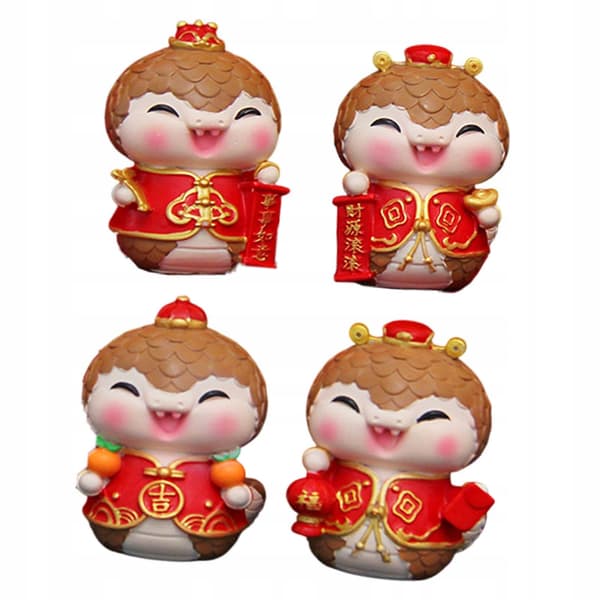 4 Chinese New Year mini snake figurines – a sturdy, creative snake statue