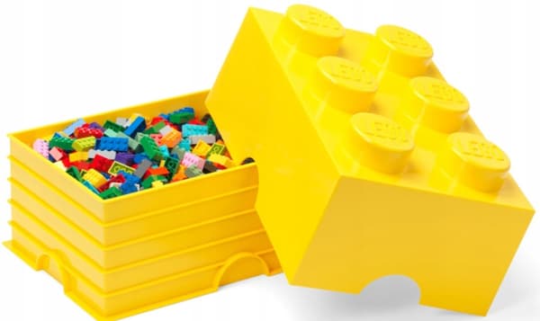 LEGO BRICK STORAGE BOX, 6 BOXES, YELLOW, 38 CM