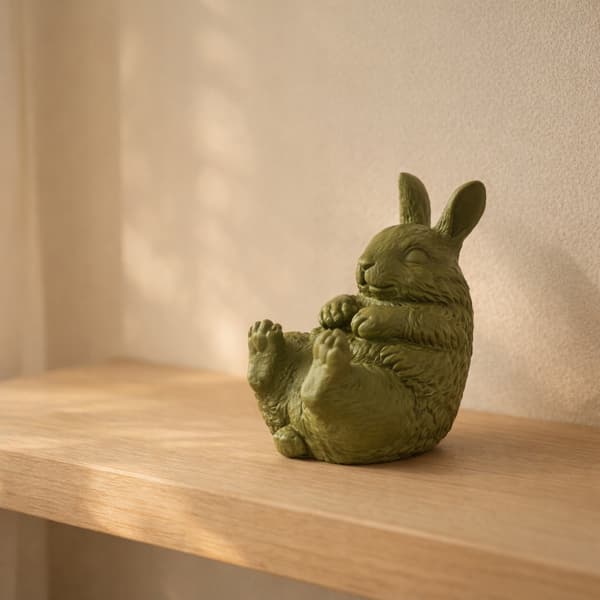 DECORATIVE FIGURINE: LYING RABBIT WITH RAISED PAWS – MANY COLOURS
