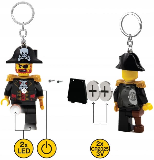LEGO PIRATES REDBEARD PIRATE LED TORCH KEYRING + GIFT BAG