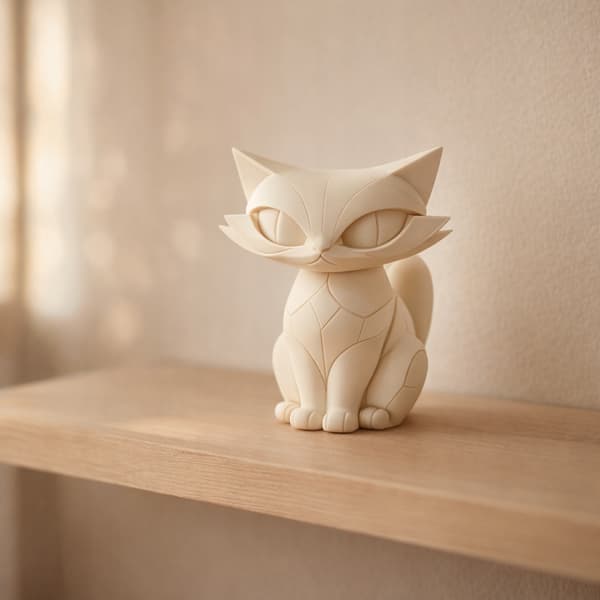 DECORATIVE GEOMETRIC CAT FIGURINE FOR A SHELF – AVAILABLE IN MANY COLOURS