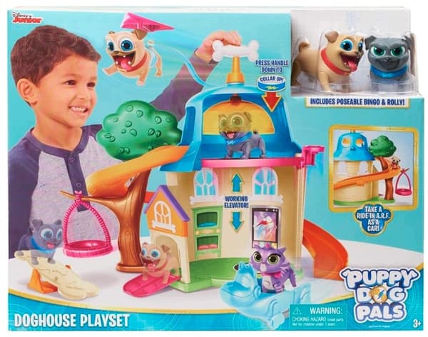 BINGO AND ROLLY'S TWO-STOREY PLAYHOUSE WITH 2 MOVABLE FIGURES AND INTERACTIVE FEATURES