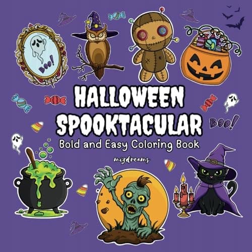 mizdreams Halloween Spooktacular Colouring Book: Bold and Easy Designs For E