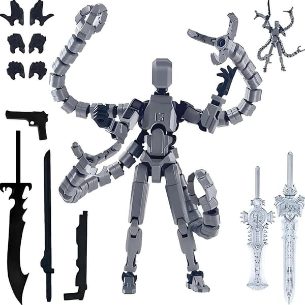 PLUSHCEWT T13 Action Figure with Interchangeable Limbs and Accessories, Articulated,