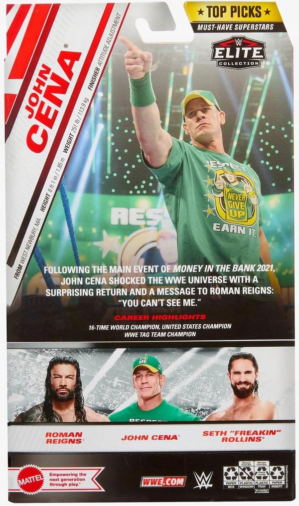 Mattel WWE Elite Top Picks John Cena action figure, 15 cm