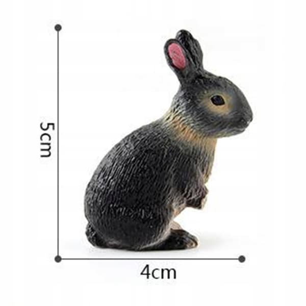 Realistic forest animals: Pet Rabbit Action figurines – black and yellow, crouching