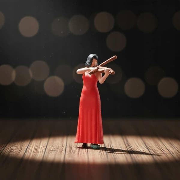 1:64 scale musician figurine. Realistic appearance. 1:64 Miniature Guide