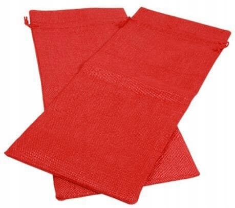DECORATIVE JUTE GIFT BAGS 15x36cm, red