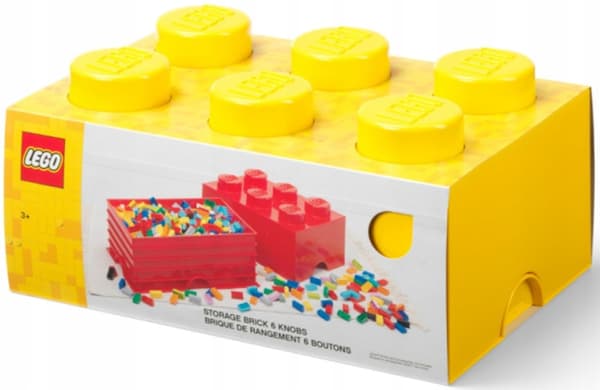 LEGO BRICK STORAGE BOX, 6 BOXES, YELLOW, 38 CM