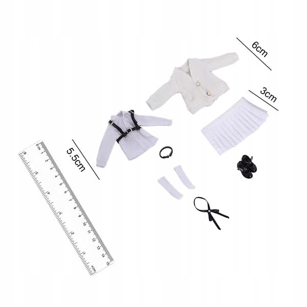 1/12 School Uniform Set – Outfit for action figures – White accessory bodysuit