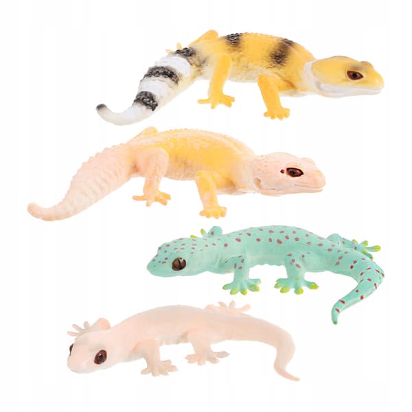 4 REALISTIC PLASTIC GECKO FIGURINES FOR LEARNING AND PLAY