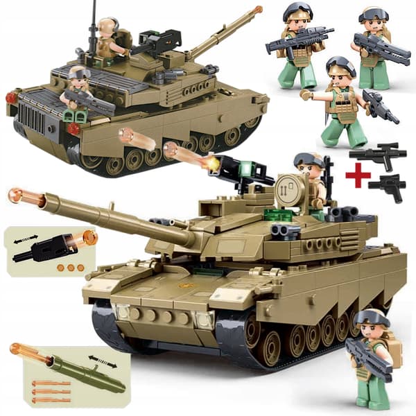 M1A2 ABRAMS TANK BUILDING SET – US ARMY WAR 3 FIGURES + LEGO WEAPONS