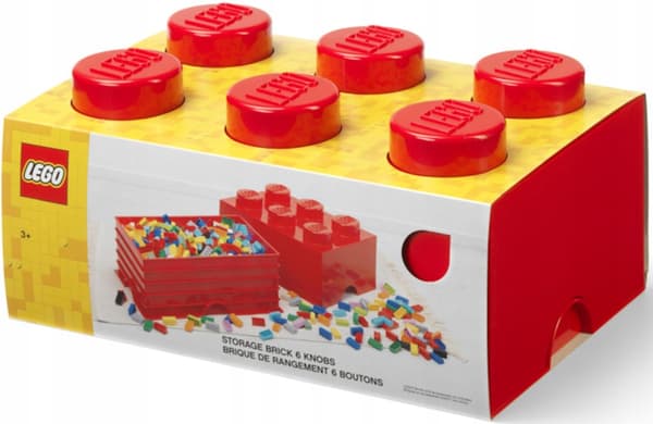 LEGO 6-Brick Container, 2x3 Brick Box, Large, RED