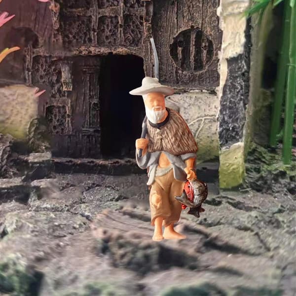 1:64 Ancient Chinese figures, Railway scene, Control panel, Fishing Man, Grey
