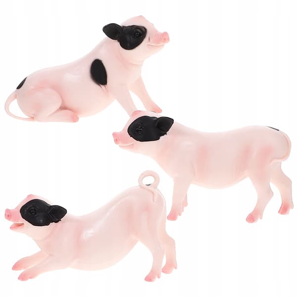 3 PVC PIG FIGURINES – REALISTIC DECORATIONS