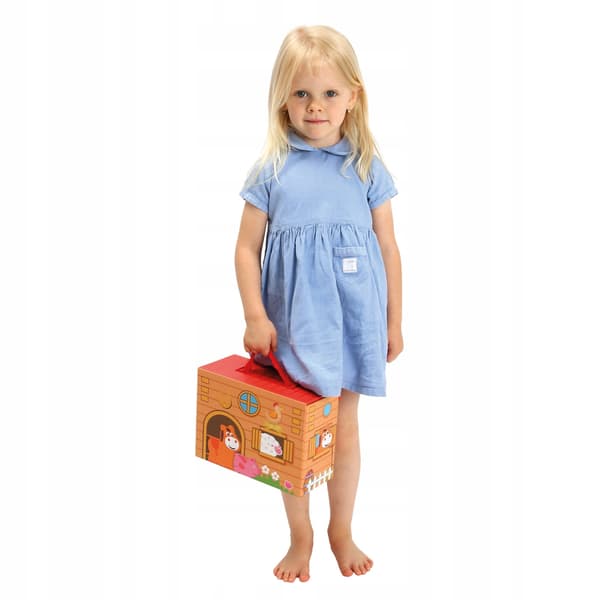 A suitcase with a farm theme and a play area
