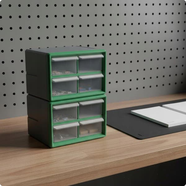 Organiser, Cabinet, Clean Drawers, Drawer, Cabinet, Stackable, Screw 8, Green Mesh