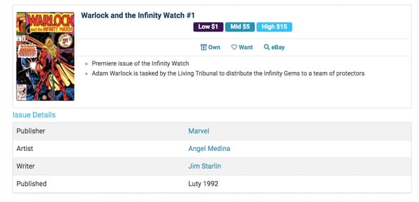 Marvel: Warlock and the Infinity Watch Comic Book 1–7/1992 (in English) KEY