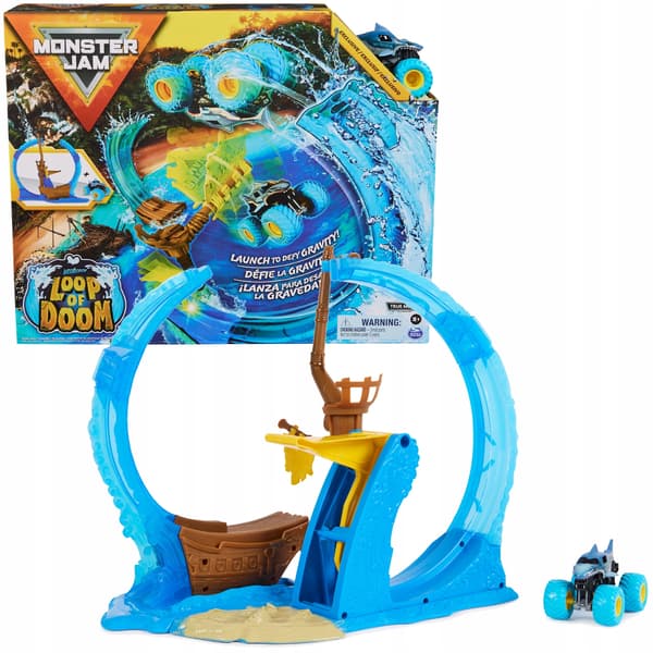 MONSTER JAM STUNT SET: LOOP OF DOOM LAUNCH TRACK + 1:64 SCALE VEHICLE
