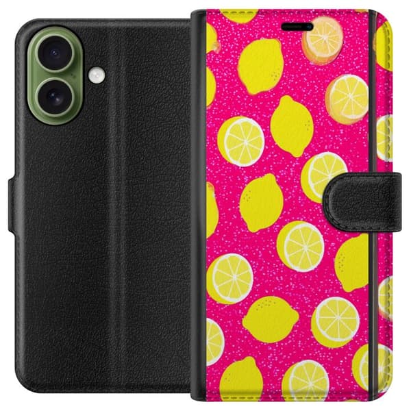 Kompatibel Tegnebogsetui til Apple iPhone 17 Citronmönster rosa