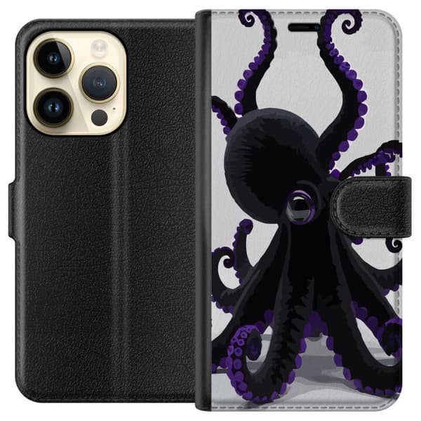 Kompatibel Tegnebogsetui til Apple iPhone 14 Pro Svart bläckfisk