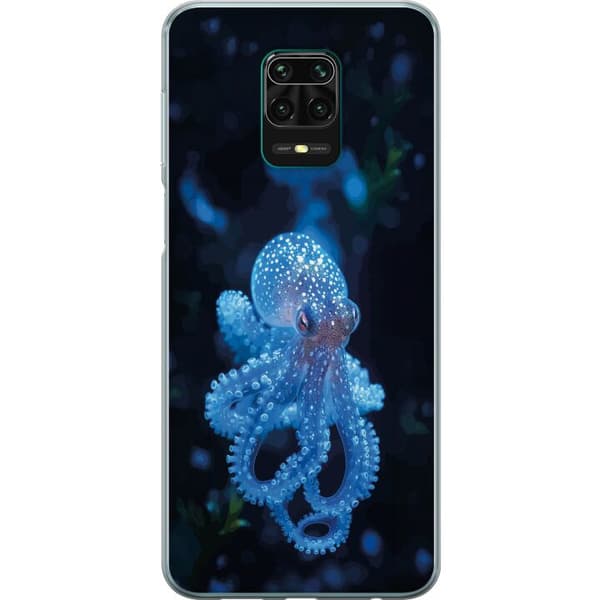 Kompatibel Mobilcover til Xiaomi Redmi Note 9 Pro Nær billede af en blå blæksprutte